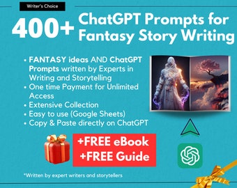 400+ ChatGPT Prompts | Fantasy Writing Prompts | Instant Access | AI Prompts | Writing Prompts | Storywriting Prompts | Professional Writers