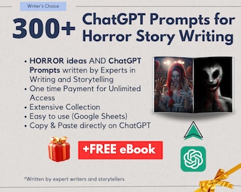 300+ ChatGPT Prompts | Horror Writing Prompts | AI Prompts | Writing Prompts | Storytelling | Instant Access | Digital Product