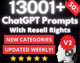 13001+ ChatGPT Prompts with Resell Rights | Make Money Online with AI | PLR Bundle | Commercial Use | Automation Tools | Passive Income Idea