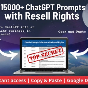 15000 ChatGPT Prompts with Resell Rights Make Money Online with AI Passive Income Commercial Use PLR Bundle Lot Business Idea image 2