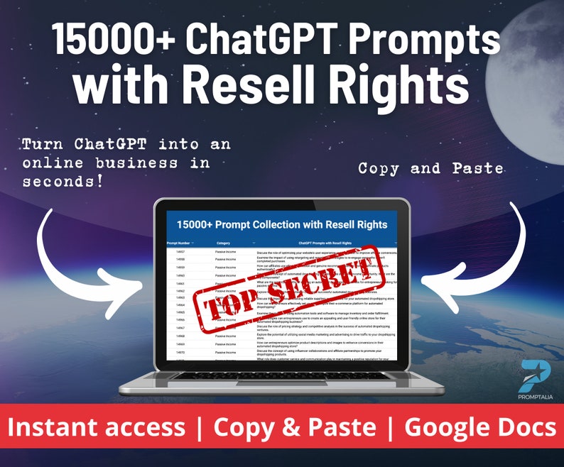 15000 ChatGPT Prompts with Resell Rights Make Money Online with AI Passive Income Commercial Use PLR Bundle Lot Business Idea image 2
