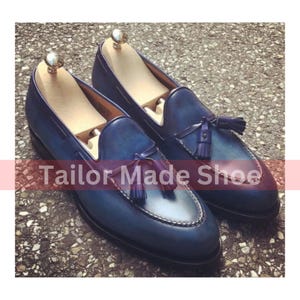 Handmade Slip on Shoes Comfort Meets Craftsmanship, Genuine Blue