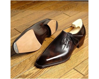 New Custom Made Bespoke Handmade Premium Quality Leather Whole Cut Laceup Formal Dress Mens Fashion Shoes Gentlemen Shoe, Mens Wedding Shoes