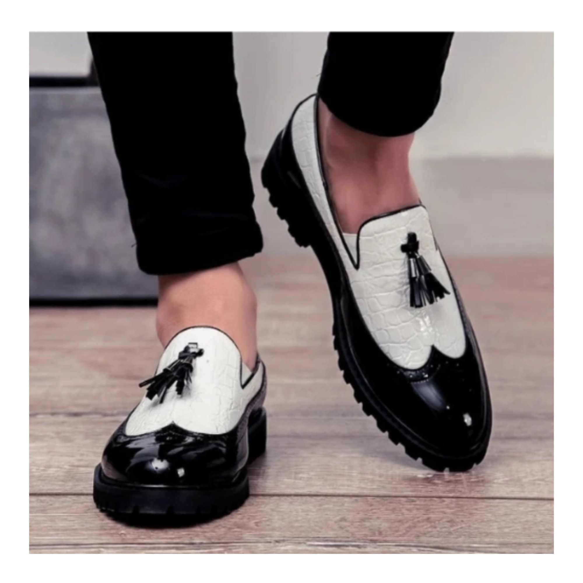 Mens Black and White Dress Shoes Etsy Canada