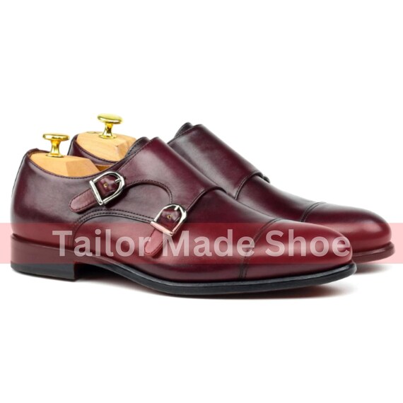 Handmade Goodyear Welted Handstitched Burgundy Genuine  display picture 1