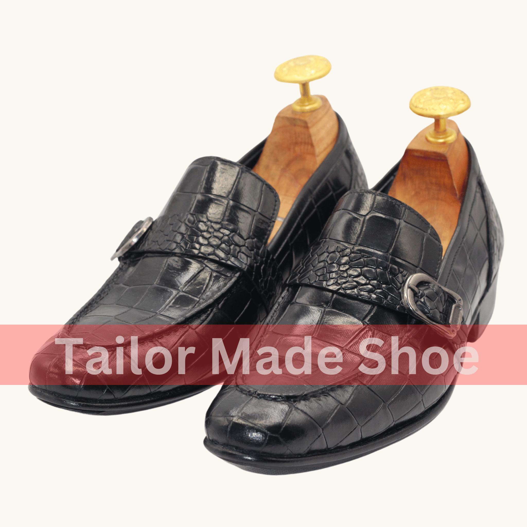 Men\'s Elegant Black Crocodile-Embossed Loafers Handmade Men main image 3