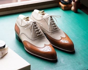 Tailor Made Shoes Bespoke Handmade Goodyear Welted Premium Quality Leather Wingtip Brogue Laceup Oxford Shoes Mens & Womens Fashion Shoes