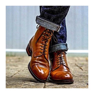 Handcrafted Bespoke Boots: Unique Artisan Footwear | Custom-made Leather Boots for Men and Women Handmade Tan Leather Boot, Ankle Derby Boot