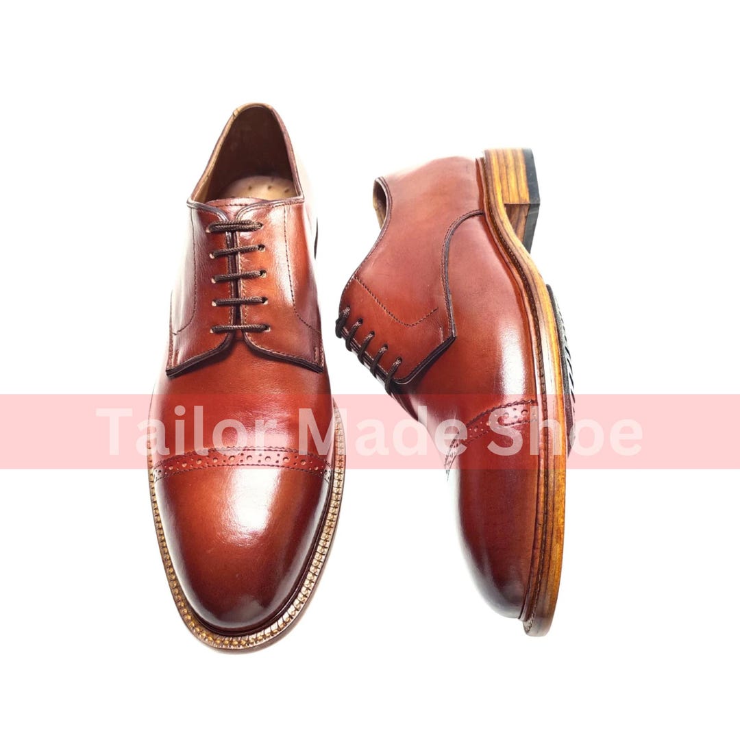 Buy Bespoke Shoes, Handmade Shoes, Custom-made Shoe, Goodyear Welted  Handstiched Handpainted Brown Leather Toecap Laceup Oxford Mens Dress Shoes 