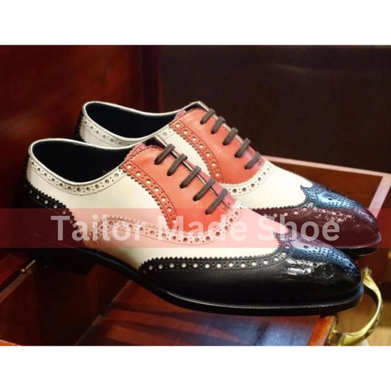 Handmade Leather Oxford Shoes, Flame Treated Multi-color  display picture 3