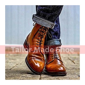 Handcrafted Bespoke Boots: Unique Artisan Footwear | Custom-made Leather Boots for Men and Women Handmade Tan Leather Boot, Ankle Derby Boot