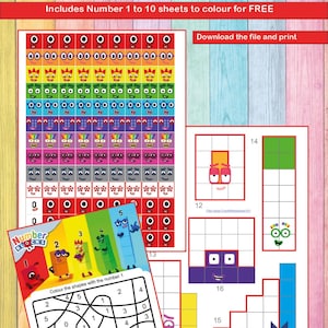 Number Maths Cubes Blocks Stickers 1-20. Plus 1 to 10 color sheets fro FREE