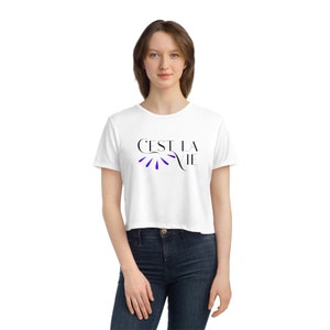 C&#39;est La Vie Flowy Cropped Tee