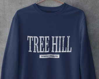Sudadera de cuello redondo Tree Hill, Carolina del Norte, suéter unisex tipo jersey de Carolina del Norte.