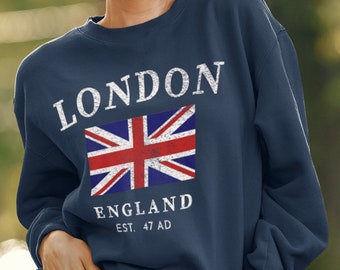 Vintage British Flag London Sweatshirt: England UK Pullover