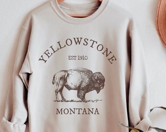 Yellowstone Sweatshirt, Womens Montana Shirt, Bison Crewneck Pullover, Montana Gifts