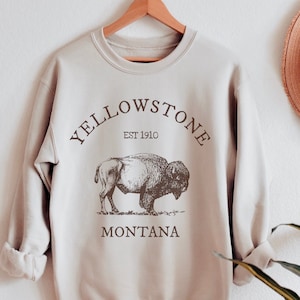 Yellowstone Sweatshirt, Womens Montana Shirt, Bison Crewneck Pullover, Montana Gifts