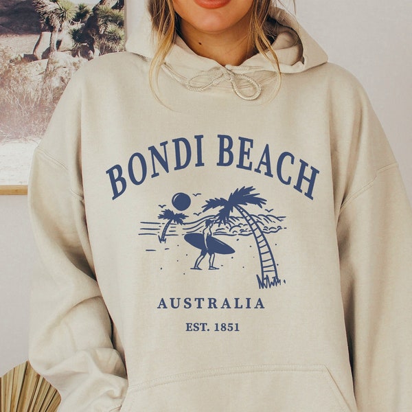 Bondi Beach Hooded Sweatshirt, Sydney Australia Hoodie Unisex Pullover Sweater Gift