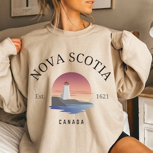 Nova Scotia Canada Lighthouse Sweater Crewneck, Unisex Pullover Gift