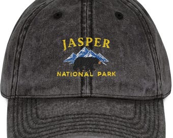 Jasper National Park Embroidered Hat, Alberta Canada Travel Souvenir Dad Cap