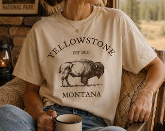 Yellowstone National Park Shirt, Montana Bison Travel Tee