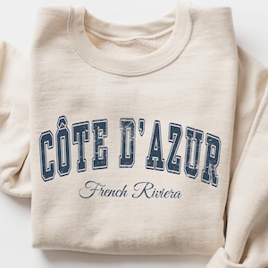 French Riviera Crewneck Sweatshirt Gift, France Cote D&#39;Azur Pullover