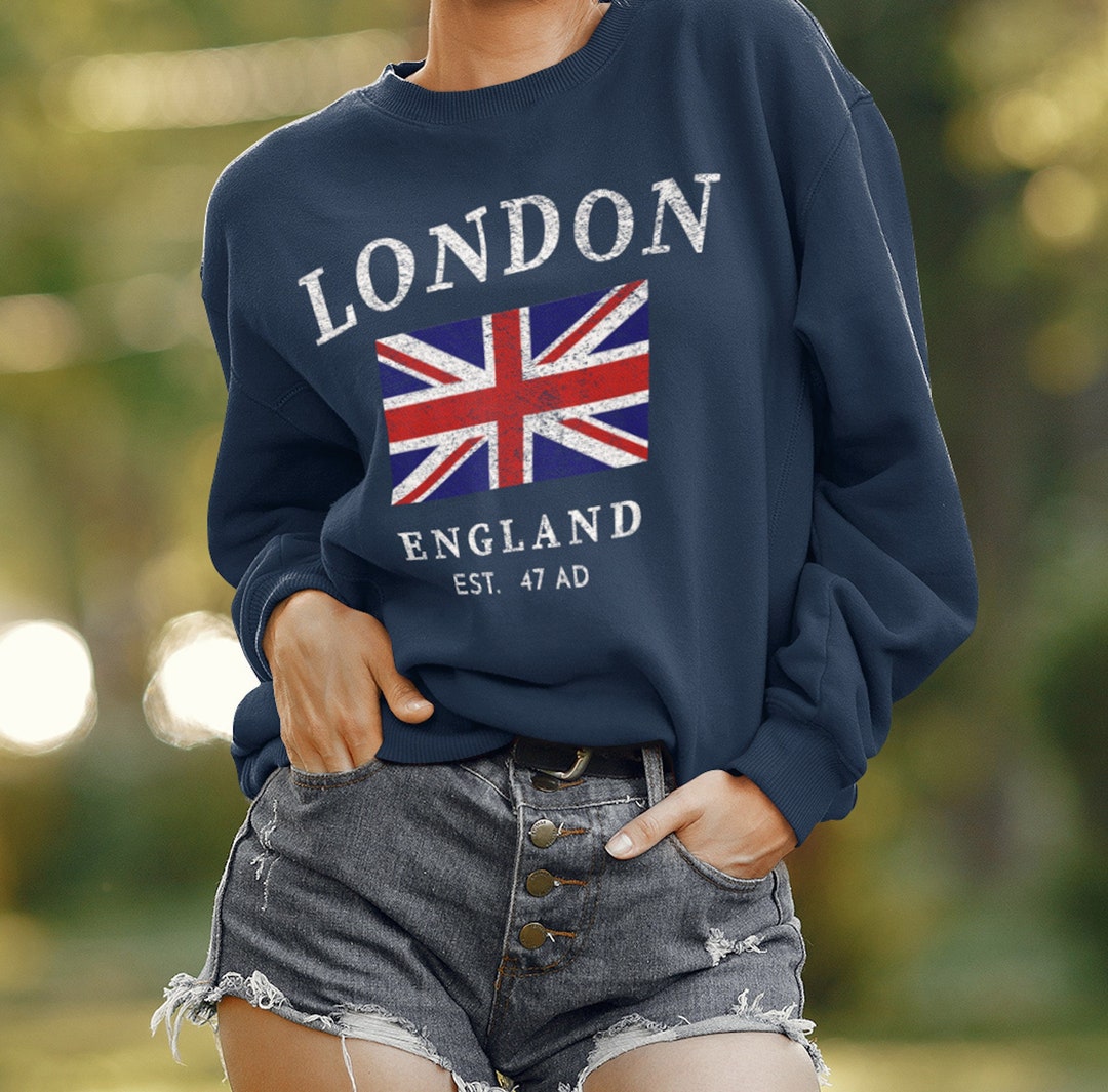 Vintage British Flag London Sweatshirt: England UK Pullover