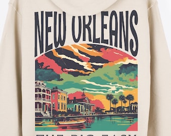 Felpa con cappuccio "New Orleans The Big Easy", souvenir di viaggio della Louisiana.
