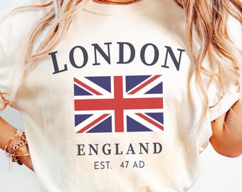 Comfort Colors® London Englands flagga T-shirt presenttröja, Union Jack-souvenir