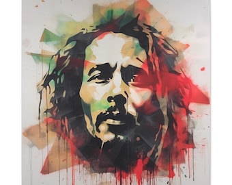 Bob Marley Fan Art - Abstrakt porträtttryck på duk