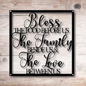 Bless The Food Before Us Metal Wall Decor, Farmhouse Wall Decor, Metal Prayer, Dining Room Decor, Rustic Wall Decor, Metal Kitchen Prayer