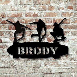 Custom Skateboarder Metal Wall Art, Personalized Teen Room Sign, Skateboarder Gift, Skateboarder Sign, Custom Metal Skateboard Wall Art