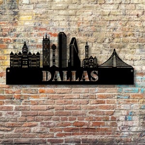 Dallas City Skyline Metal Decor, Dallas Wall Art, Dallas Skyline, Rustic Metal City Sign, Travel Theme Decor, Texas Metal Art, Texas Decor