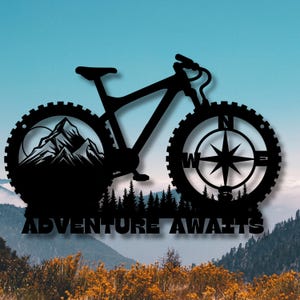 Mountain Bike Metal Wall Art, Mountain Cyclist Wall Decor, Metal Biker Wall Decor, Bicycle Lover Gift, Boyfriend Gift, Biker Metal Decor