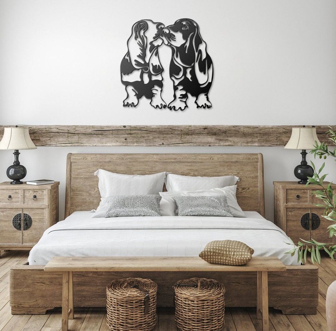 Basset Hound Metal Art, Kissing Basset Hounds Art, Basset Hound Metal Dog Silhouette, Basset