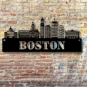 Boston City Skyline Metal Decor, Boston Wall Art, Boston Skyline, Rustic Metal City Sign, Travel Theme Decor, Boston Lover Gift, Boston Art