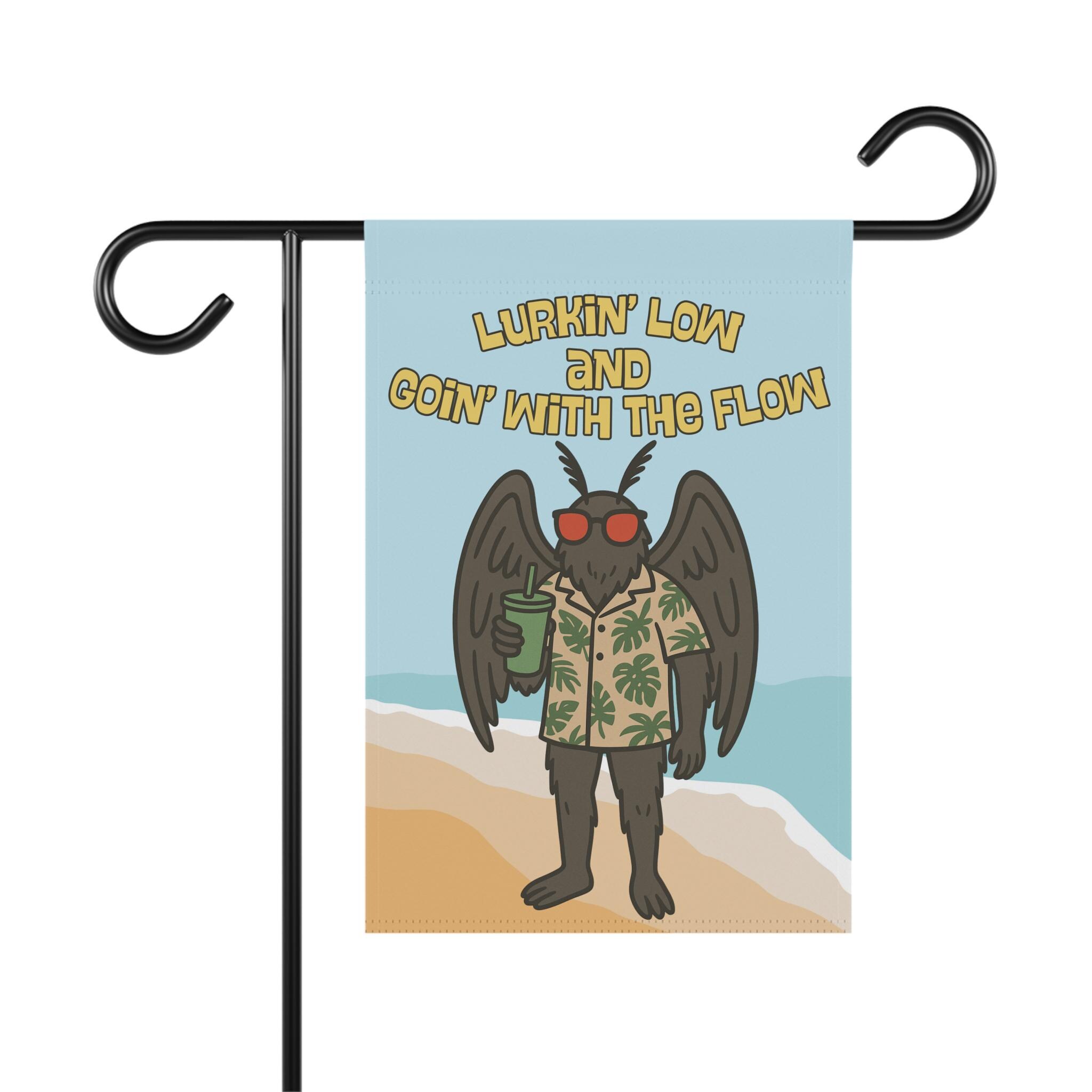 Cryptid Flags Mothman Beach Garden Flag- Funny Cryptid Yard Flag for Summer Patio or ...
