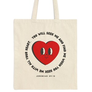 Jeremías 29:13 Christian Canvas Tote Bag, Bible Verse