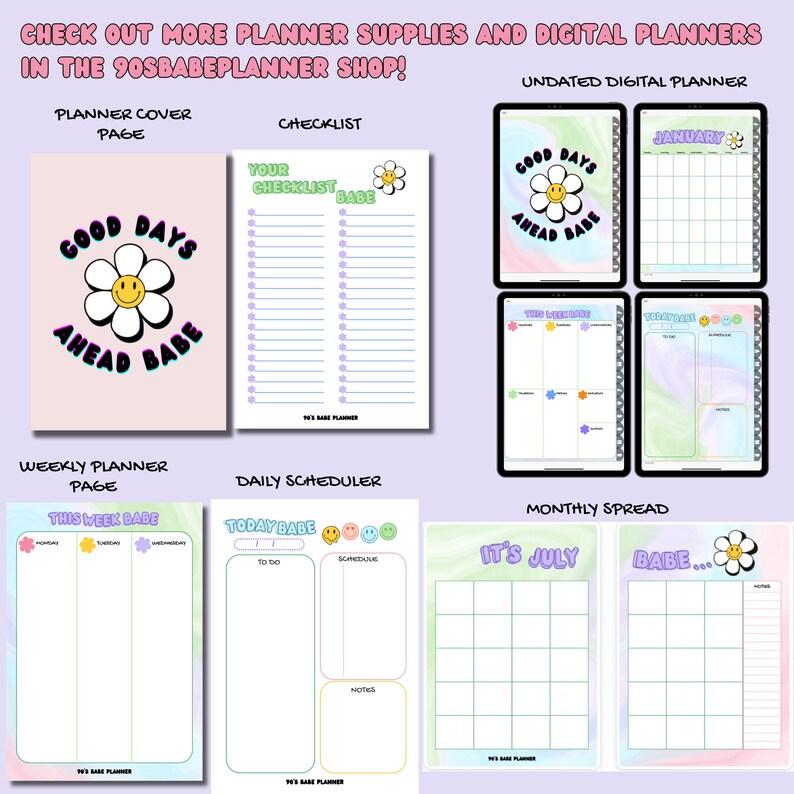Digital Checklist Planner Insert, 90's Themed, Sizes A4 and A5, Digital ...