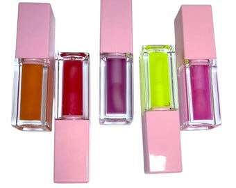 Brillo labial hidratante: Crema labial rosa natural de larga duración.