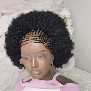 Glueless Afro Kinky Yaki, Lightweight hair, cornrow wig,Easy to wear handcrafted Full lace Braided Wig  Braid Hairstyling Base, No baby hair