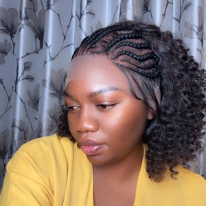 Handmade Full Lace Braided Wig with Curls: Glueless Protective Style