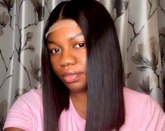 Peluca con cierre de encaje HD: cabello humano sin pegamento, línea del cabello pre-arrancada