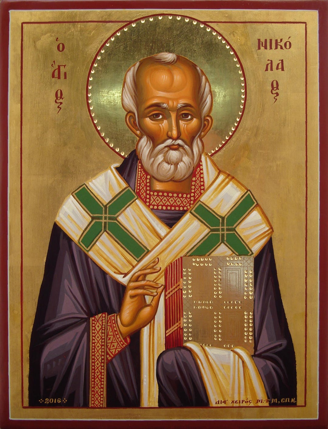 Saint Nicholas Byzantine Icon - 24k Gold Leaf, Traditional Orthodox Art ...