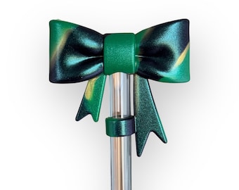 Wicked Green Shimmer Bow | Straw Topper 10mm