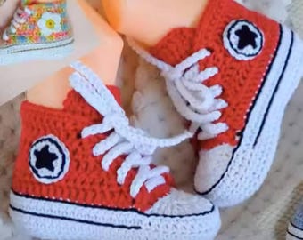Crochet Childrens(Newborn to 7 Years) Sneaker Slippers