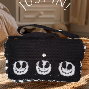 Jack Skellington-Inspired Crochet Bag – Spooky Smile Messenger Tote