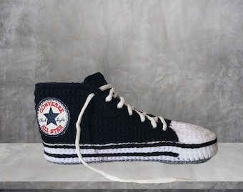 Crochet Converse Slipper Pattern: Chunky Sneaker Booties-DIGITAL PATTERN