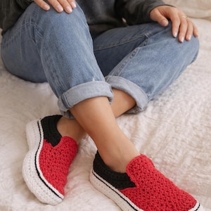 Cozy Crochet Sneaker Slippers Inspired by Vans