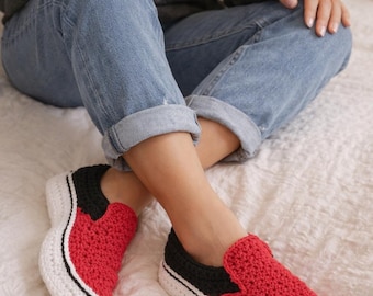 Cozy Crochet Sneaker Slippers Inspired by Vans